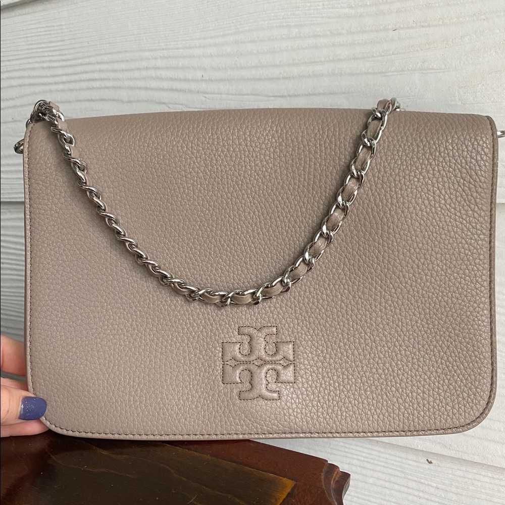 Tory Burch grey with silver chain bag